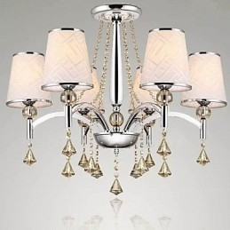 Lustre moderno contemporâneo de cristal cromado em metal