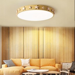 Luminária de teto circular de madeira ultrafina multicolorida regulável com abajur de acrílico estilo nórdico