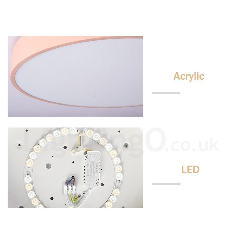 Luminária de teto circular de madeira ultrafina multicolorida regulável com abajur de acrílico estilo nórdico
