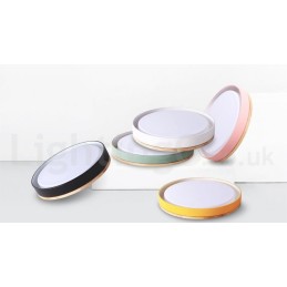 Luminária de teto circular de madeira multicolorida regulável com abajur de acrílico estilo nórdico