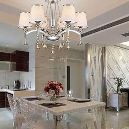 Lustre moderno contemporâneo de cristal cromado em metal