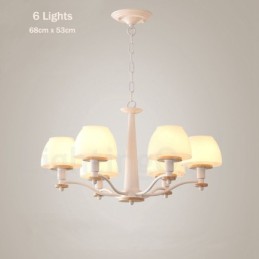 6 Luzes 8 Luzes Multi Cores Macaron Madeira Pendente Luz com Tons de Vidro Lustre Estilo Nórdico