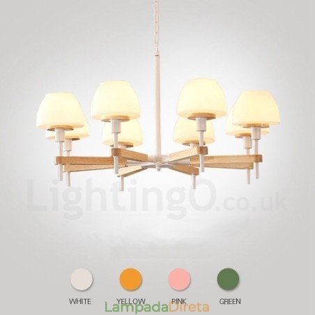 6 Luzes 8 Luzes Multi Cores Macaron Madeira Pendente Luz com Tons de Vidro Lustre Estilo Nórdico 6 Luzes 8 Luzes Multi Cores Macaron Madeira Pendente Luz com Tons de Vidro Lustre Estilo Nórdico