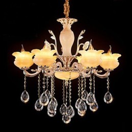 Luminária pendente de cristal jade estilo vela lustre