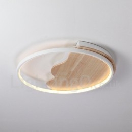 Luminária de teto redonda de madeira com nuvem branca regulável, luminária de teto ultrafina, também pode ser usada como luz de parede