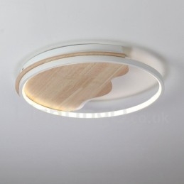 Luminária de teto redonda de madeira com nuvem branca regulável, luminária de teto ultrafina, também pode ser usada como luz de parede
