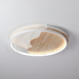 Luminária de teto redonda de madeira com nuvem branca regulável, luminária de teto ultrafina, também pode ser usada como luz de parede