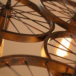 Iluminação Lustre de ferro forjado estilo loft industrial Lustre de roda de café