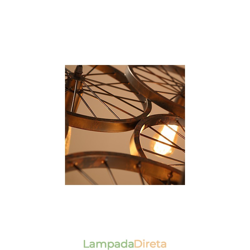 Iluminação Lustre de ferro forjado estilo loft industrial Lustre de roda de café