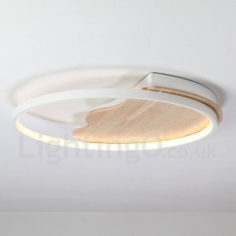 Luminária de teto redonda de madeira com nuvem branca regulável, luminária de teto ultrafina, também pode ser usada como luz de parede