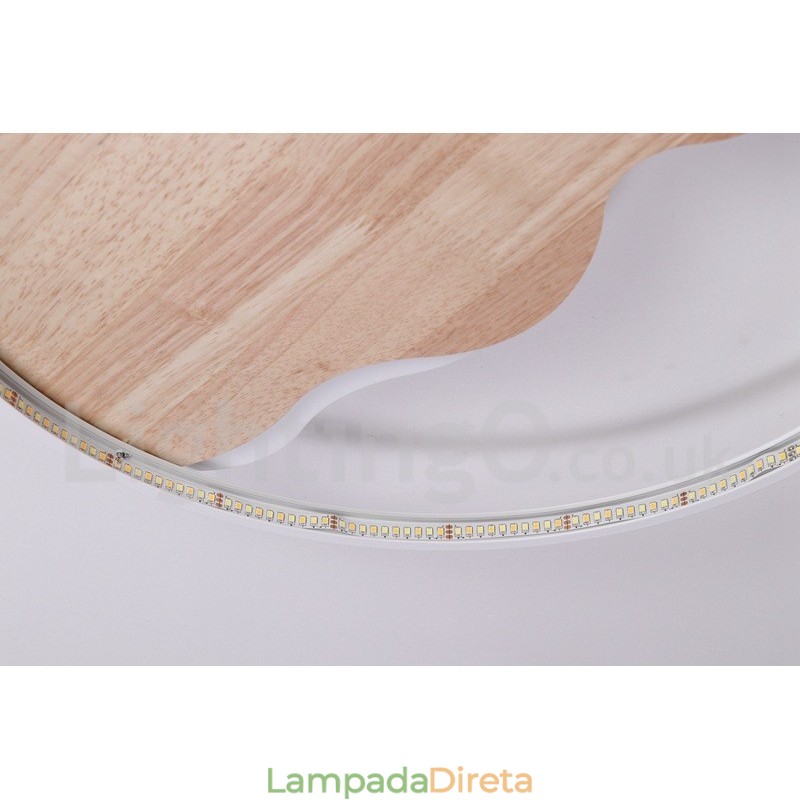 Luminária de teto redonda de madeira com nuvem branca regulável, luminária de teto ultrafina, também pode ser usada como luz de parede