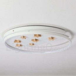 Luminária de teto redonda de madeira com estrelas brancas reguláveis, luminária de teto ultrafina também pode ser usada como luz de parede