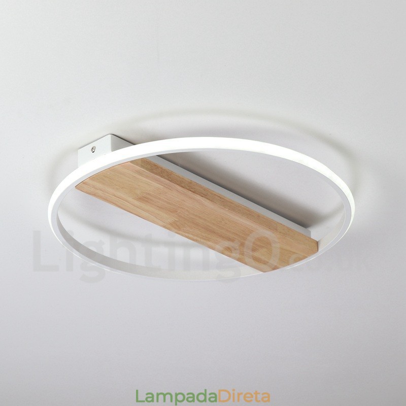 Luminária de teto de madeira redonda branca regulável, luminária de teto ultrafina, também pode ser usada como luminária de parede
