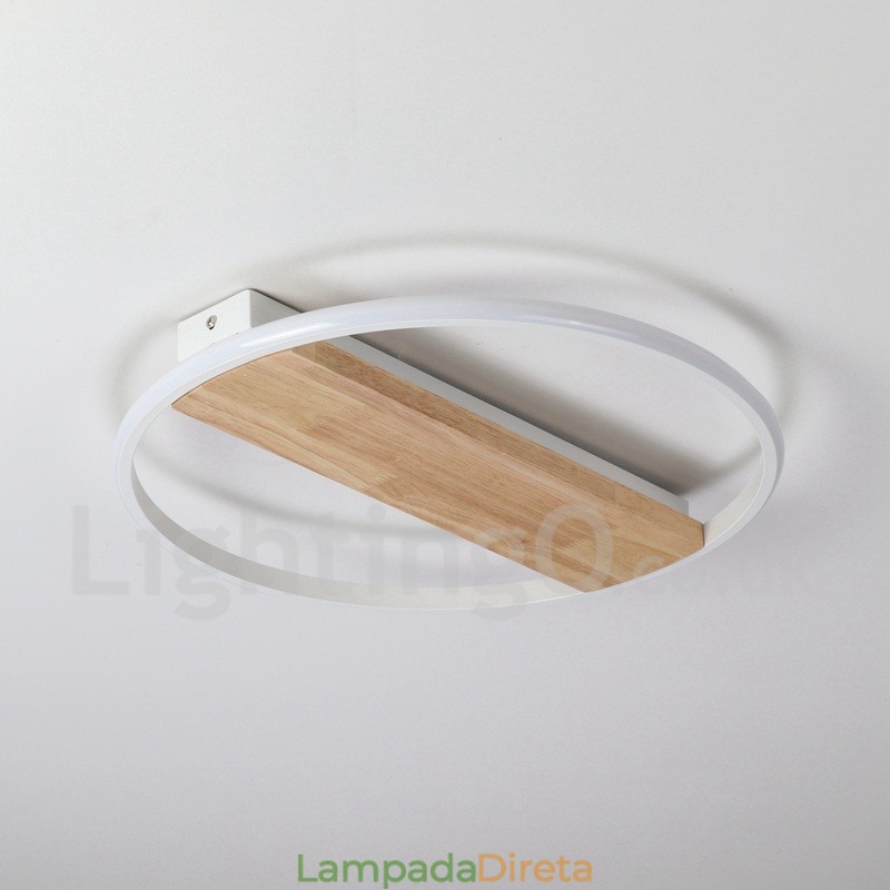 Luminária de teto de madeira redonda branca regulável, luminária de teto ultrafina, também pode ser usada como luminária de parede