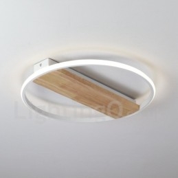 Luminária de teto de madeira redonda branca regulável, luminária de teto ultrafina, também pode ser usada como luminária de parede