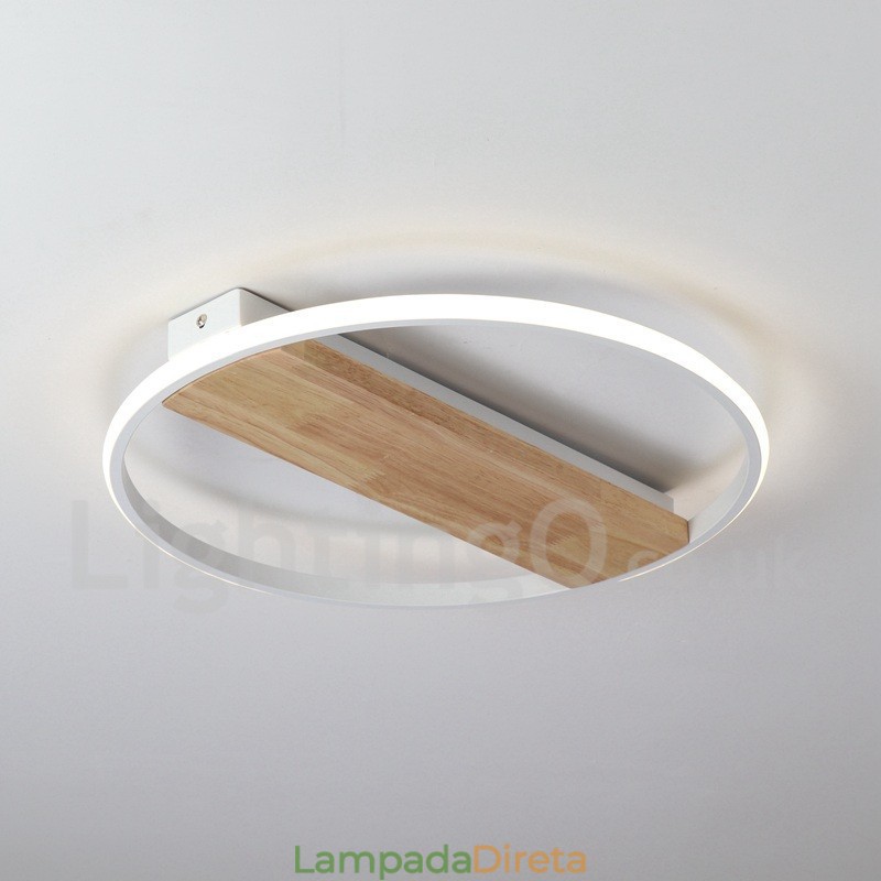 Luminária de teto de madeira redonda branca regulável, luminária de teto ultrafina, também pode ser usada como luminária de parede