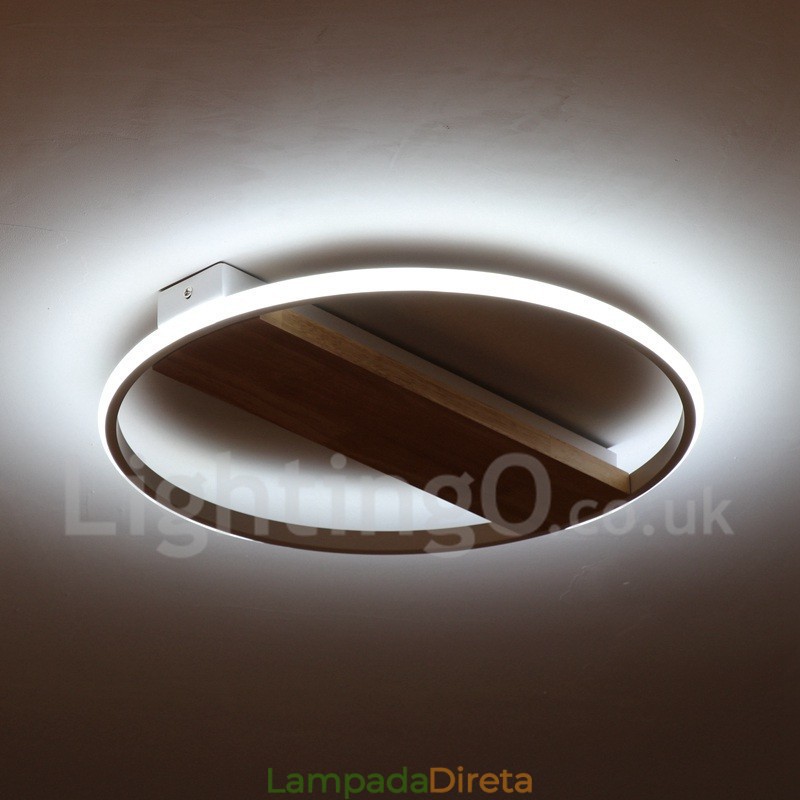 Luminária de teto de madeira redonda branca regulável, luminária de teto ultrafina, também pode ser usada como luminária de parede