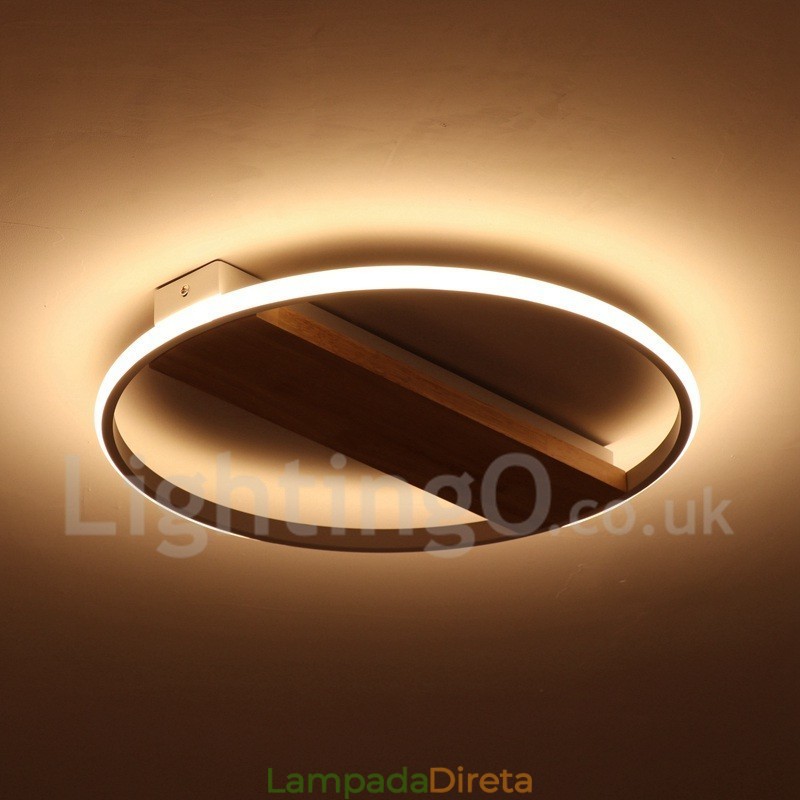 Luminária de teto de madeira redonda branca regulável, luminária de teto ultrafina, também pode ser usada como luminária de parede