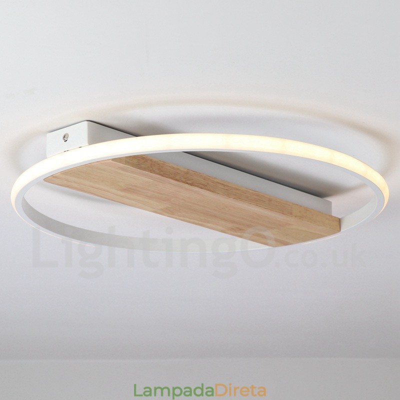 Luminária de teto de madeira redonda branca regulável, luminária de teto ultrafina, também pode ser usada como luminária de parede