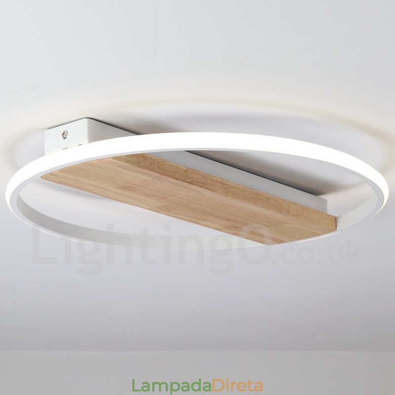 Luminária de teto de madeira redonda branca regulável, luminária de teto ultrafina, também pode ser usada como luminária de parede
