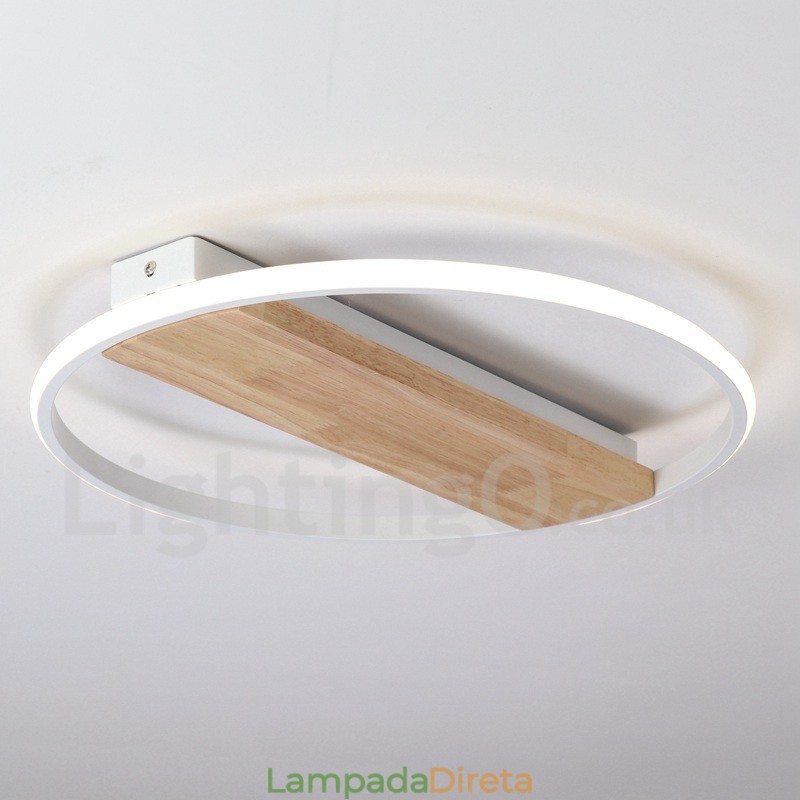 Luminária de teto de madeira redonda branca regulável, luminária de teto ultrafina, também pode ser usada como luminária de parede