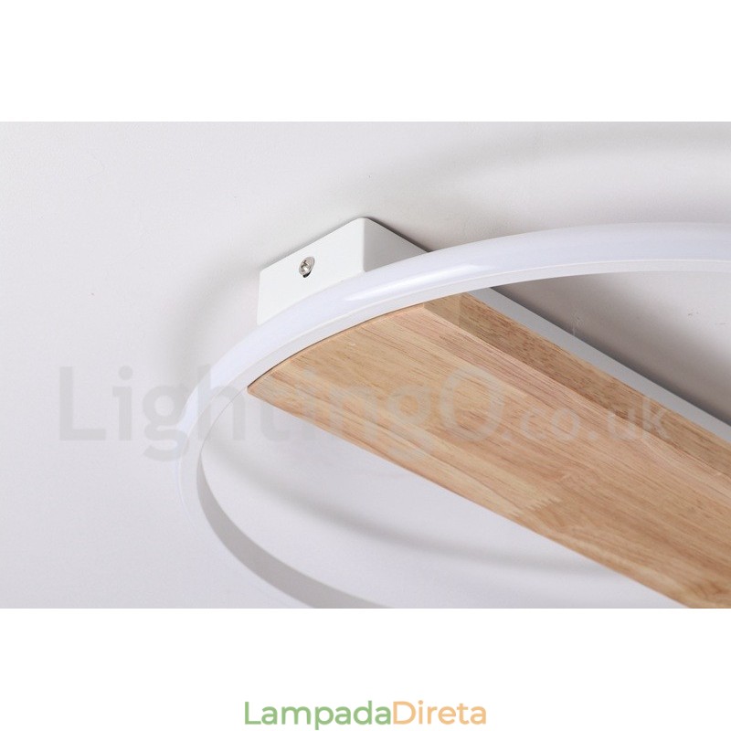 Luminária de teto de madeira redonda branca regulável, luminária de teto ultrafina, também pode ser usada como luminária de parede