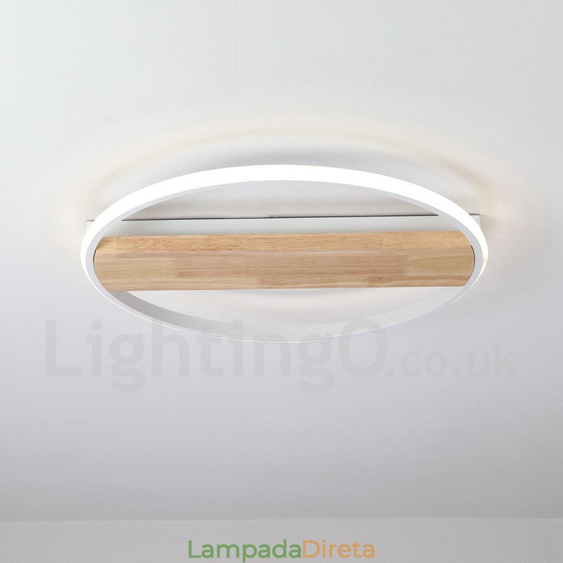 Luminária de teto de madeira redonda branca regulável, luminária de teto ultrafina, também pode ser usada como luminária de parede
