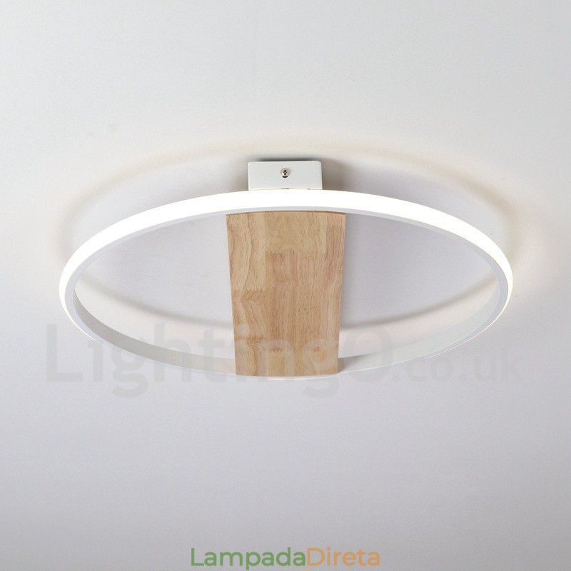 Luminária de teto de madeira redonda branca regulável, luminária de teto ultrafina, também pode ser usada como luminária de parede