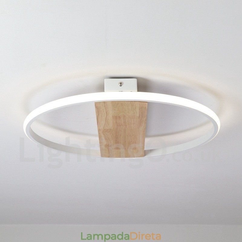 Luminária de teto de madeira redonda branca regulável, luminária de teto ultrafina, também pode ser usada como luminária de parede