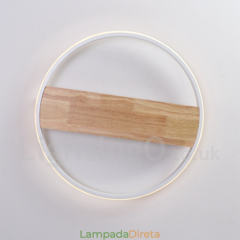 Luminária de teto de madeira redonda branca regulável, luminária de teto ultrafina, também pode ser usada como luminária de parede