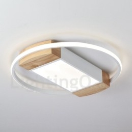 Luminária de teto de madeira redonda branca regulável, luminária de teto ultrafina, também pode ser usada como luminária de parede