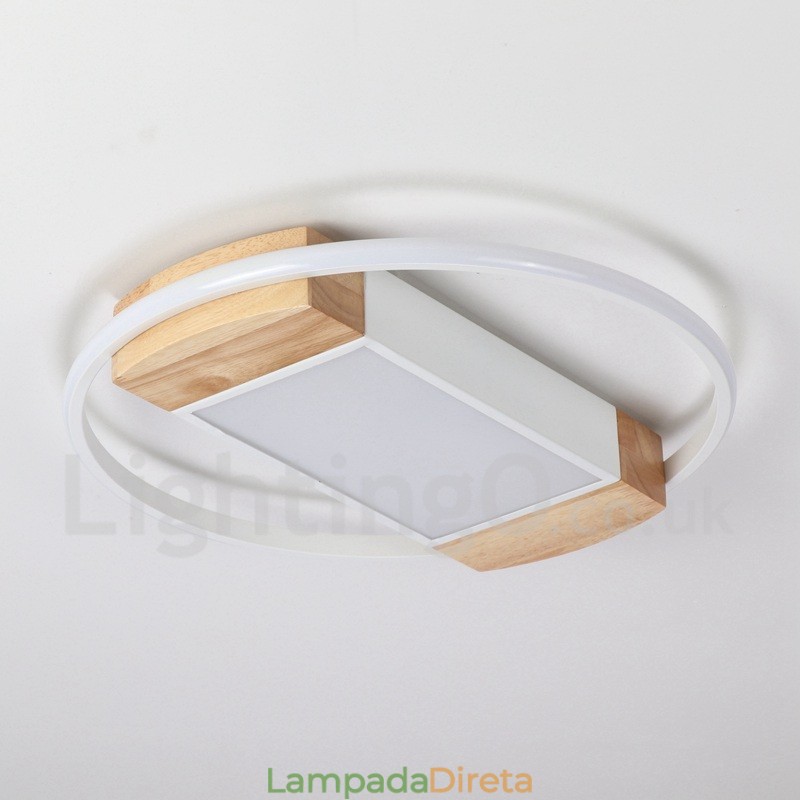 Luminária de teto de madeira redonda branca regulável, luminária de teto ultrafina, também pode ser usada como luminária de parede