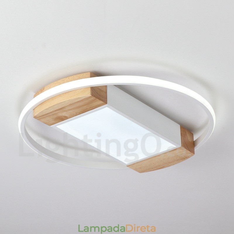 Luminária de teto de madeira redonda branca regulável, luminária de teto ultrafina, também pode ser usada como luminária de parede