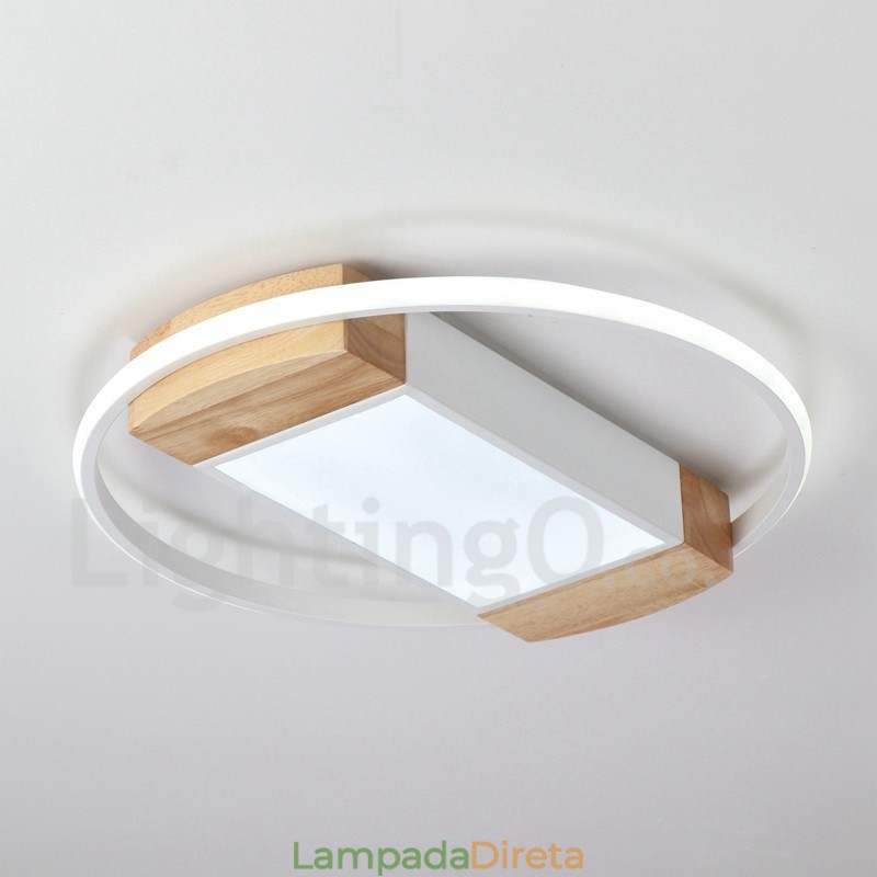 Luminária de teto de madeira redonda branca regulável, luminária de teto ultrafina, também pode ser usada como luminária de parede