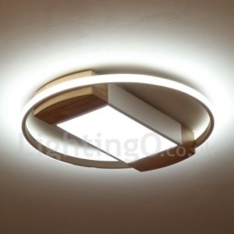 Luminária de teto de madeira redonda branca regulável, luminária de teto ultrafina, também pode ser usada como luminária de parede