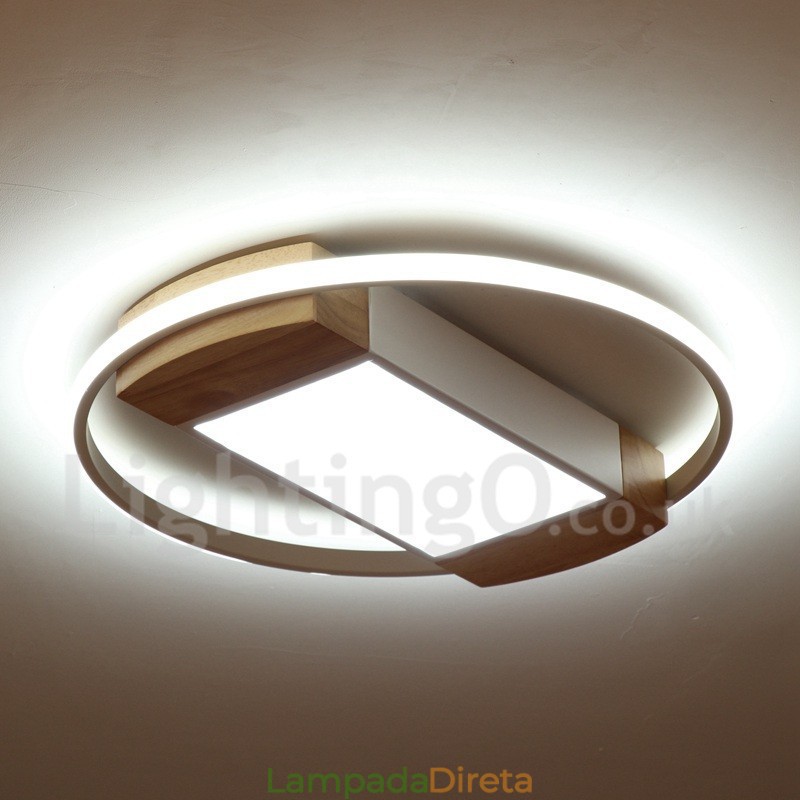 Luminária de teto de madeira redonda branca regulável, luminária de teto ultrafina, também pode ser usada como luminária de parede