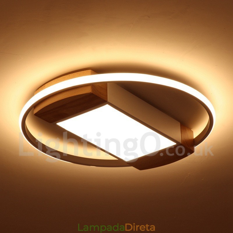 Luminária de teto de madeira redonda branca regulável, luminária de teto ultrafina, também pode ser usada como luminária de parede