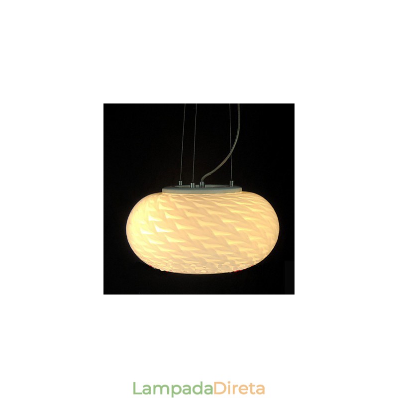 Lustre moderno minimalista esculpido em branco leitoso