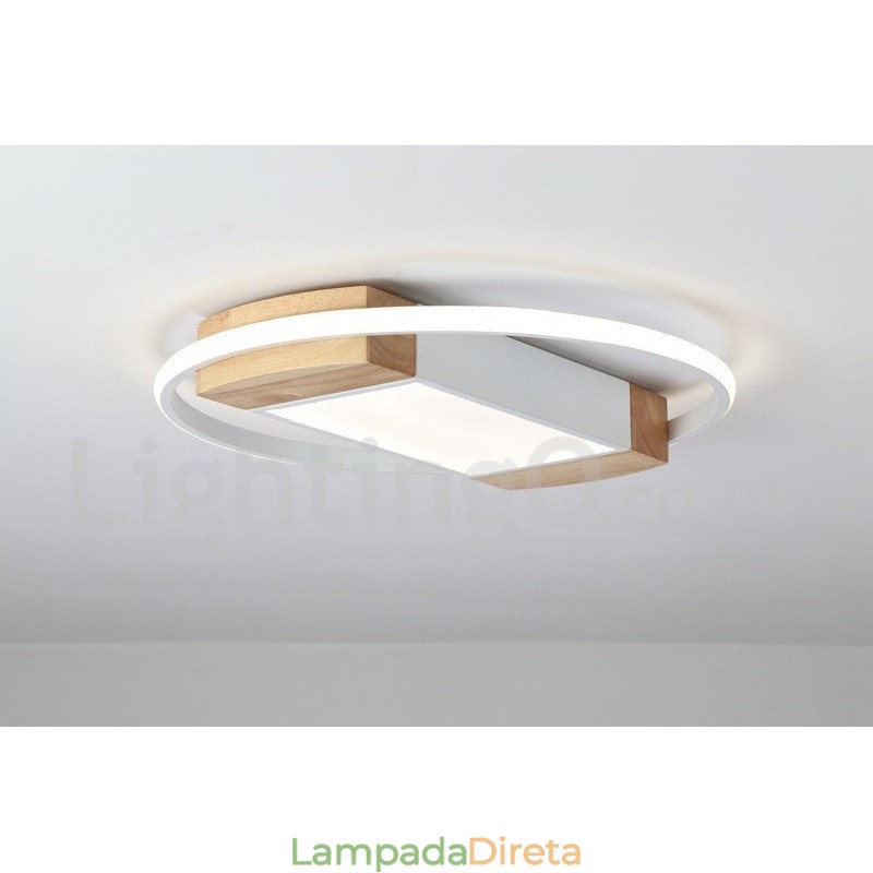 Luminária de teto de madeira redonda branca regulável, luminária de teto ultrafina, também pode ser usada como luminária de parede