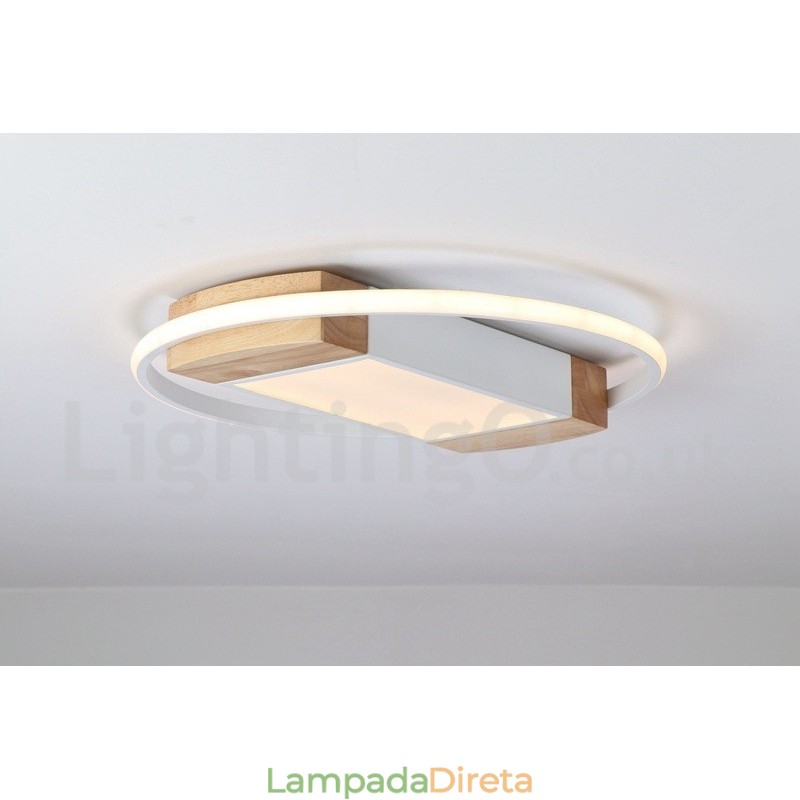 Luminária de teto de madeira redonda branca regulável, luminária de teto ultrafina, também pode ser usada como luminária de parede