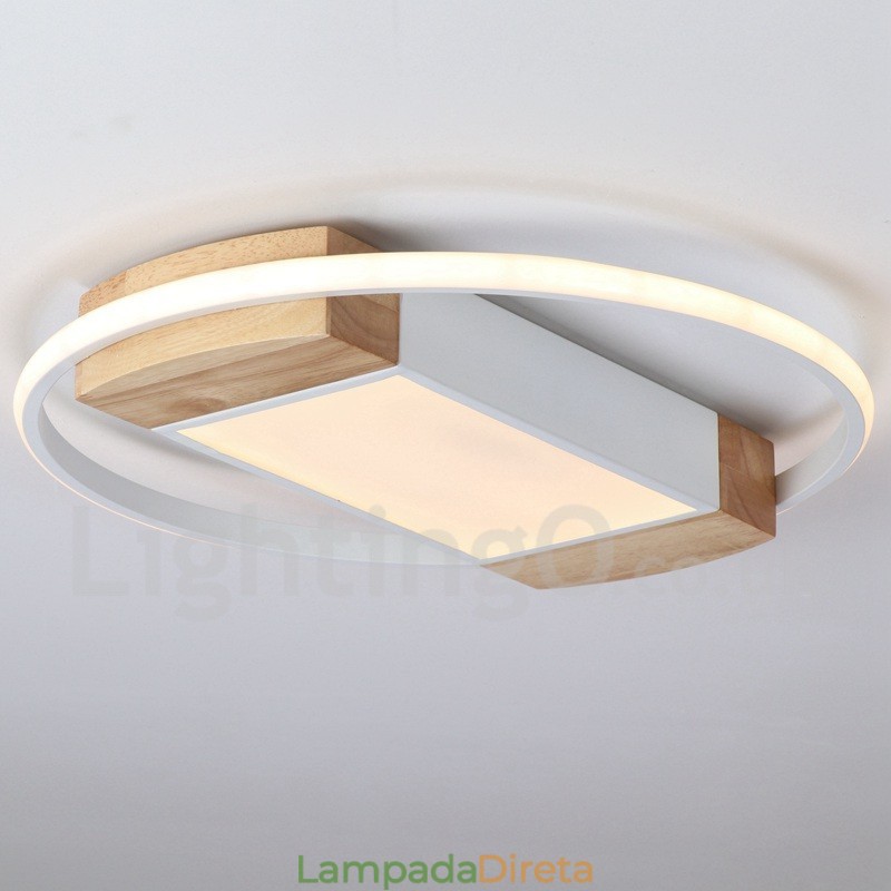 Luminária de teto de madeira redonda branca regulável, luminária de teto ultrafina, também pode ser usada como luminária de parede