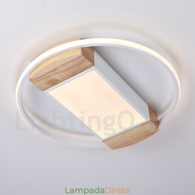 Luminária de teto de madeira redonda branca regulável, luminária de teto ultrafina, também pode ser usada como luminária de parede