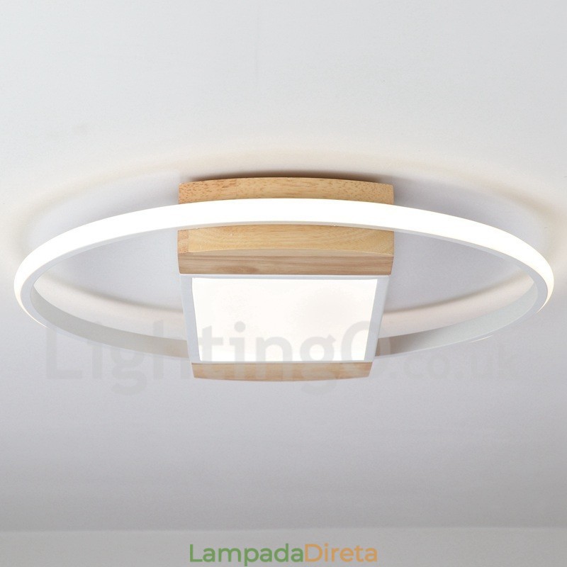 Luminária de teto de madeira redonda branca regulável, luminária de teto ultrafina, também pode ser usada como luminária de parede