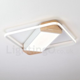 Luminária de teto de madeira quadrada branca regulável, luminária de teto ultrafina, também pode ser usada como luminária de parede