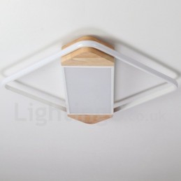 Luminária de teto de madeira quadrada branca regulável, luminária de teto ultrafina, também pode ser usada como luminária de parede