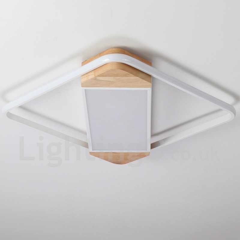 Luminária de teto de madeira quadrada branca regulável, luminária de teto ultrafina, também pode ser usada como luminária de parede