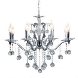 Lustre de cristal elegante cromado com vela