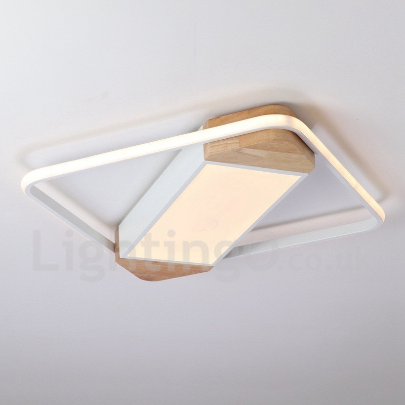 Luminária de teto de madeira quadrada branca regulável, luminária de teto ultrafina, também pode ser usada como luminária de parede
