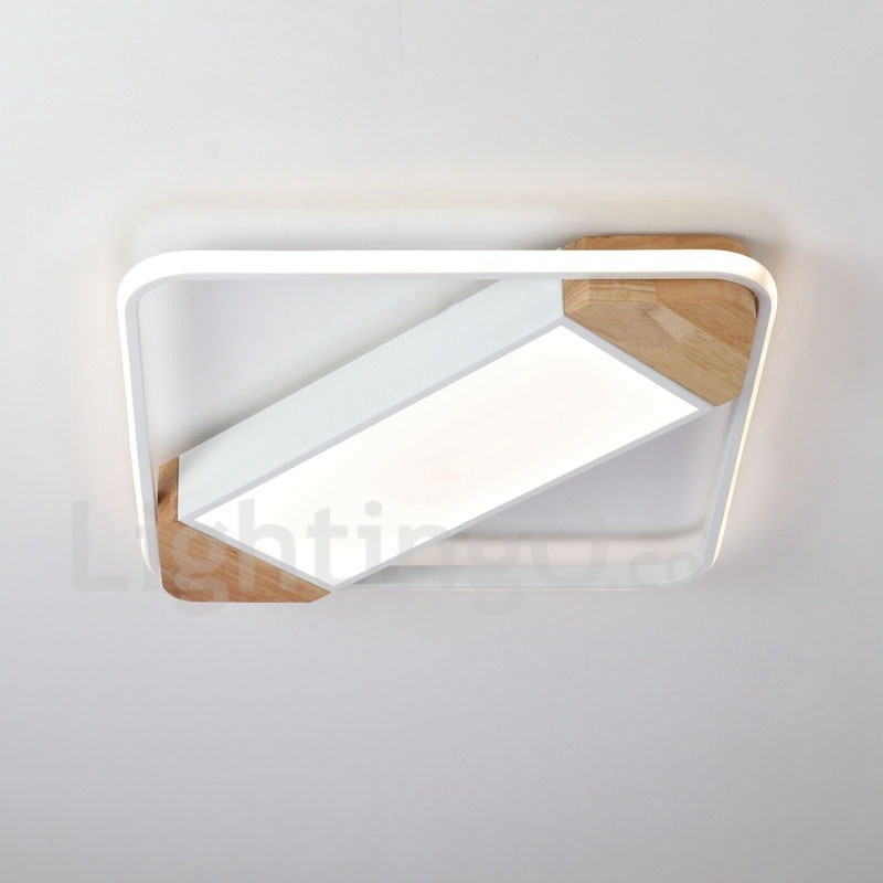 Luminária de teto de madeira quadrada branca regulável, luminária de teto ultrafina, também pode ser usada como luminária de parede