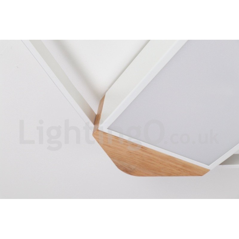 Luminária de teto de madeira quadrada branca regulável, luminária de teto ultrafina, também pode ser usada como luminária de parede